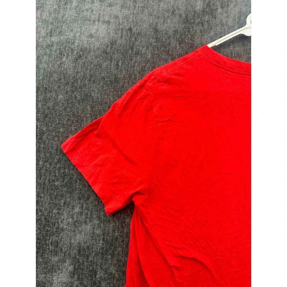 Nike Tee Shirt Mens Large Red Swoosh Graphic Print Logo Crew Neck Short Sleeve